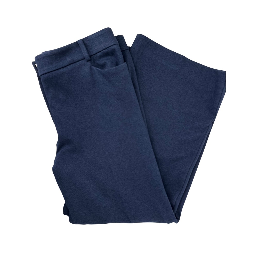 Talbots Modern Knit Wide Leg Pants Navy Blue 14P Petite High Rise Cotton Viscose